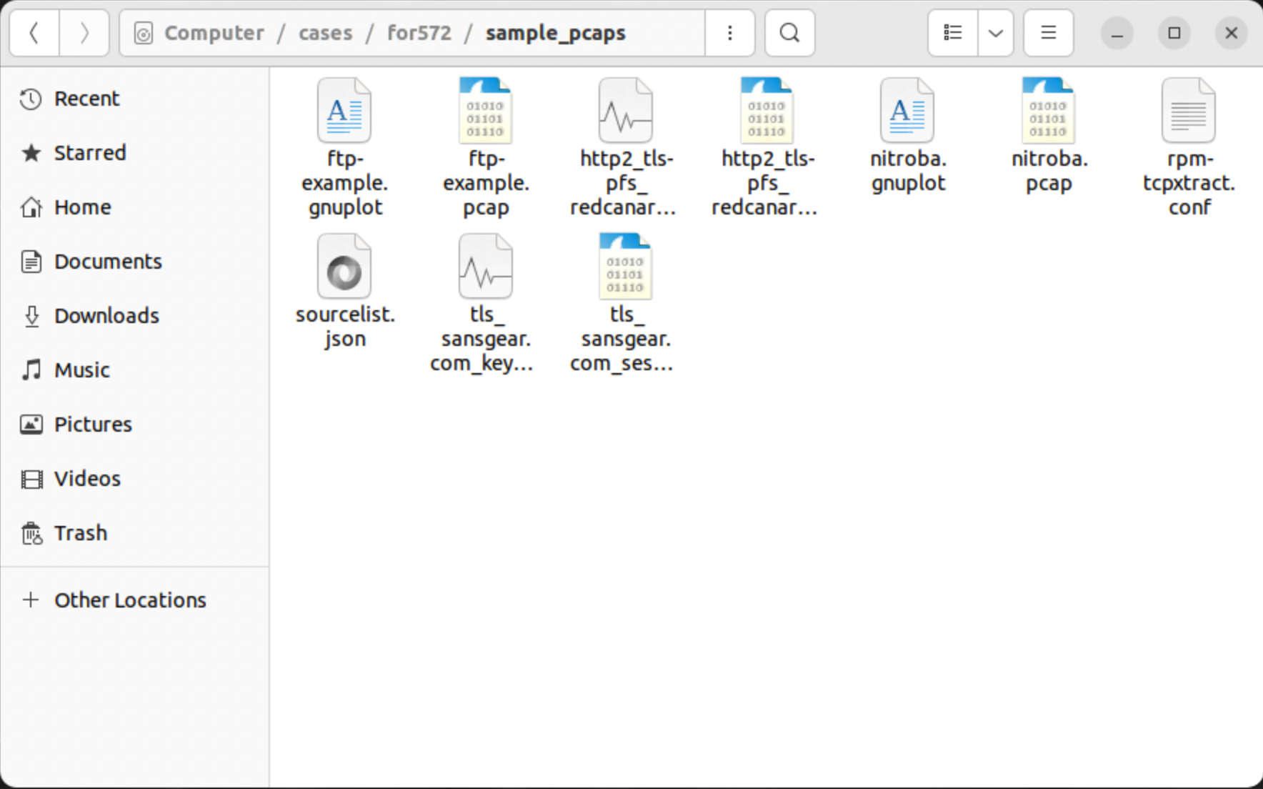 sample_pcaps directory shown in GUI 5